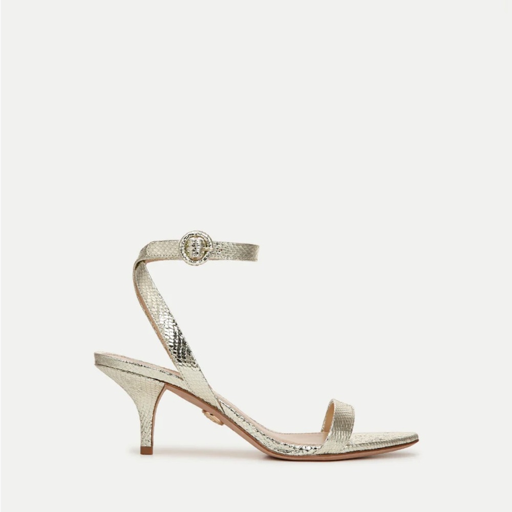 Veronica Beard Silver Gold Heels with Slingback Strap